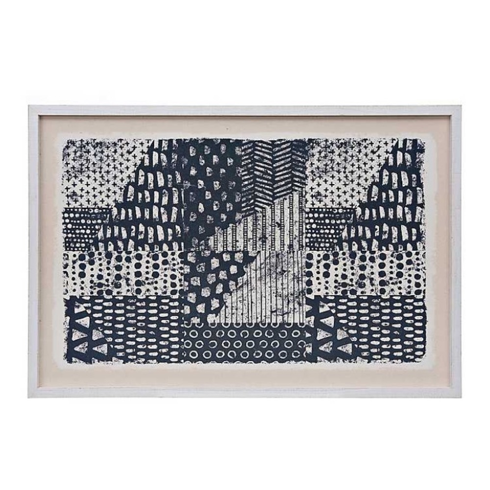 Kirklands Blue Tiles Abstract Wood 24x36 Wall Art